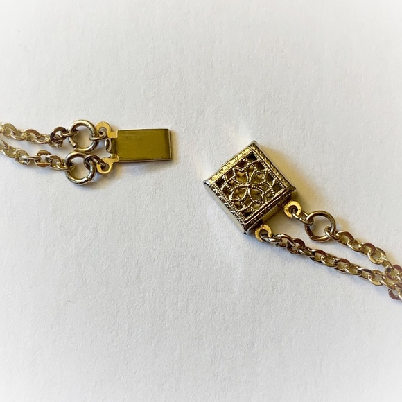 VTG Deco Style Gold Wash Sterling Black Bead Double Strand Necklace - Picture 15 of 15